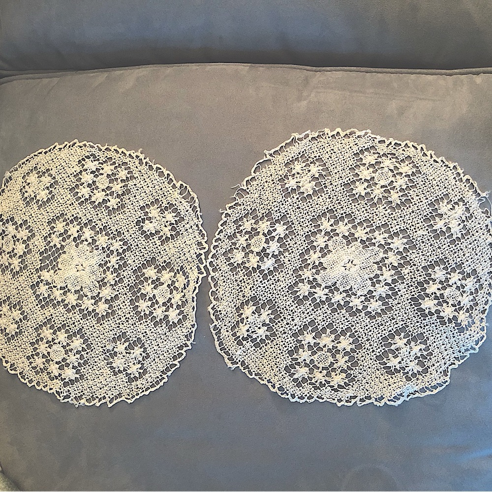 2 Vintage Hand Crochet Doilies